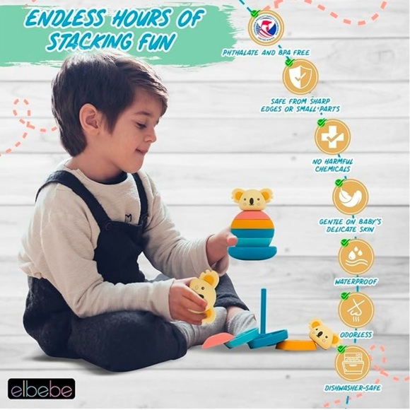 NWT EL BEBE Koala Stacking Toy Multicolor - Picture 2 of 2